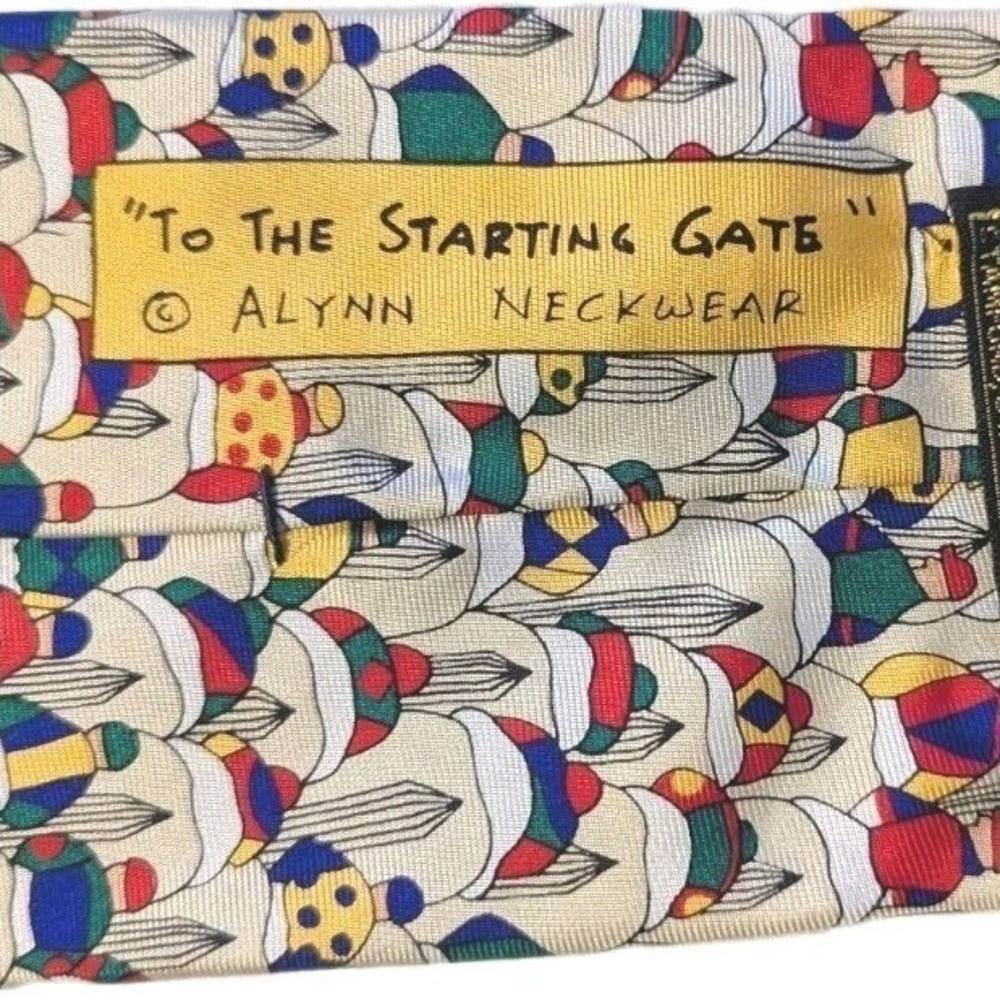 Alynn Men's To the Starting Gates 100% Silk Tie Horse Racing Jockey Made in USA - Picture 6 of 7